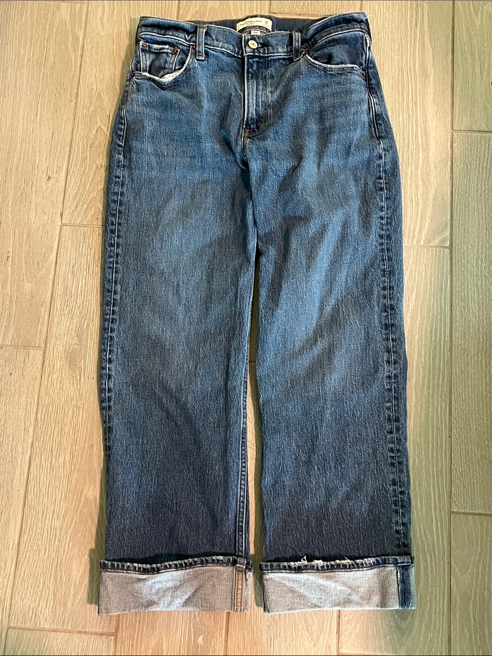 Abercrombie & Fitch Straight-Leg Dark Blue Denim Jeans
